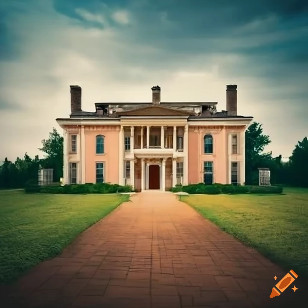 picture of a conversation at a country mansion