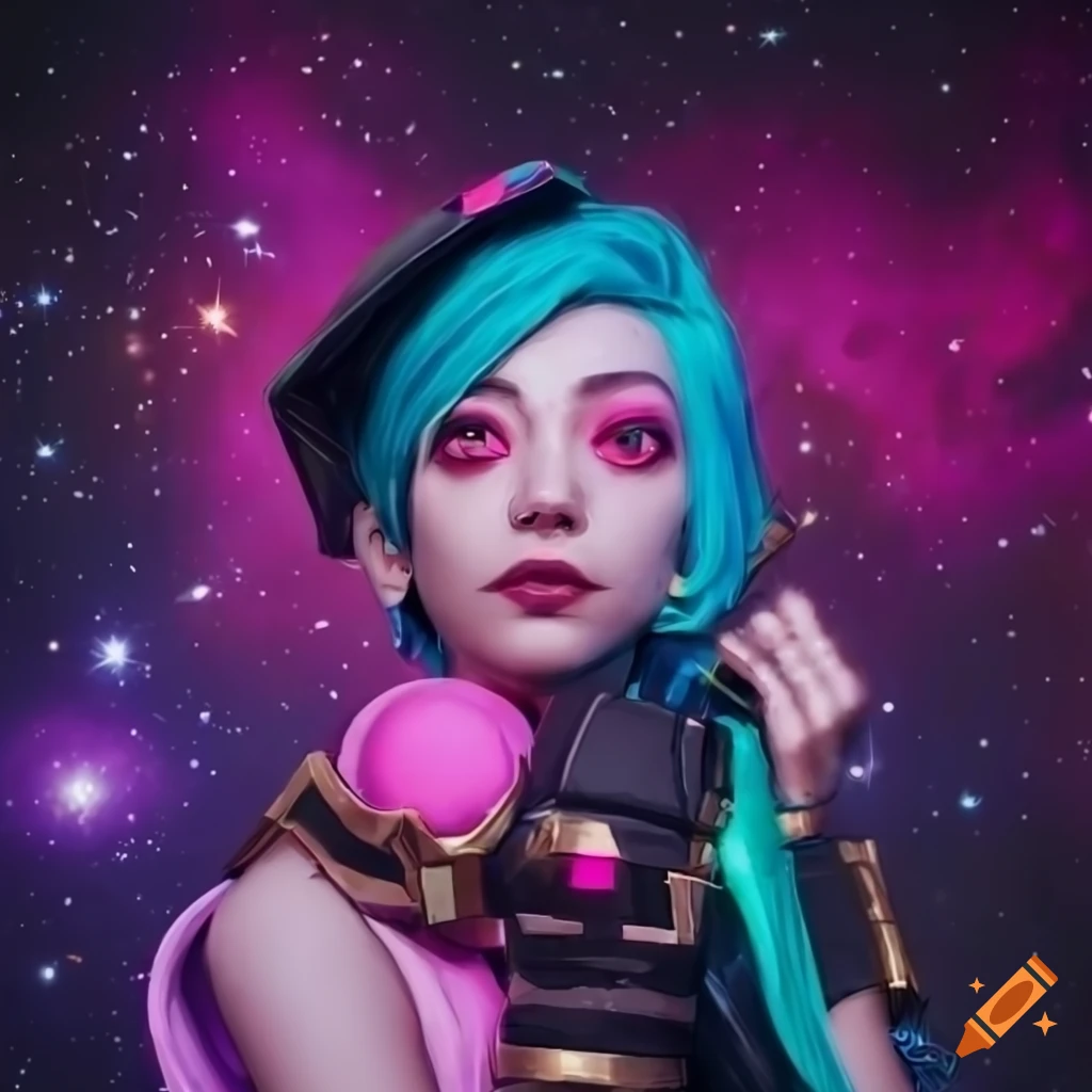 Arcane Jinx gazing at the stars in space suit