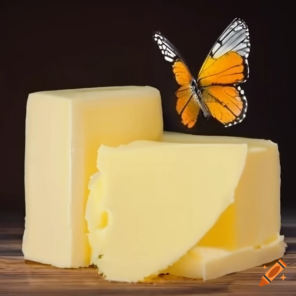 Photorealistic butter with a butterfly on Craiyon