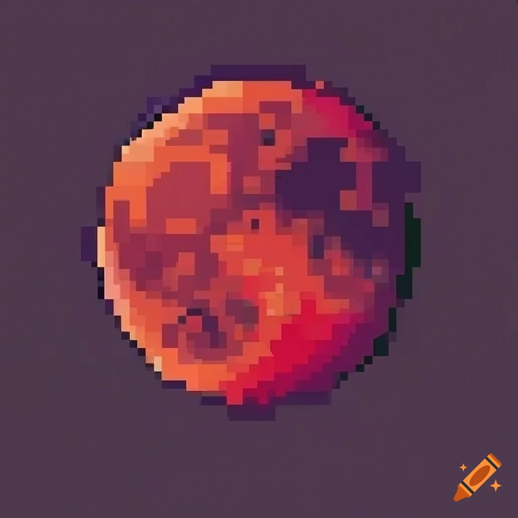 red pixelated moon