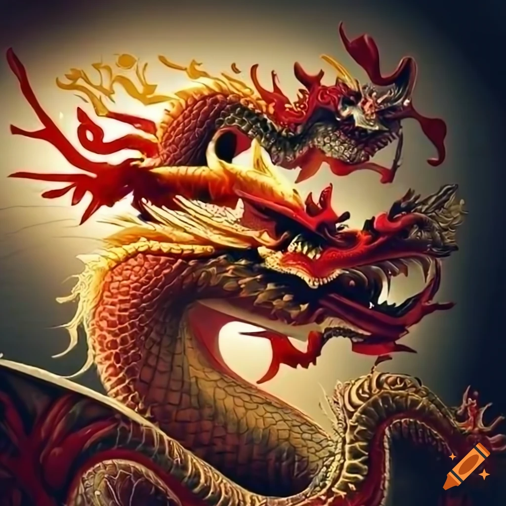 Illustration of a chinese dragon on Craiyon