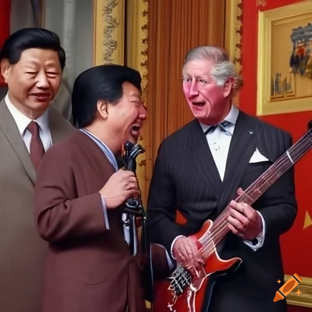 Prince charles and xi jinping singing and playing guitar at karaoke on