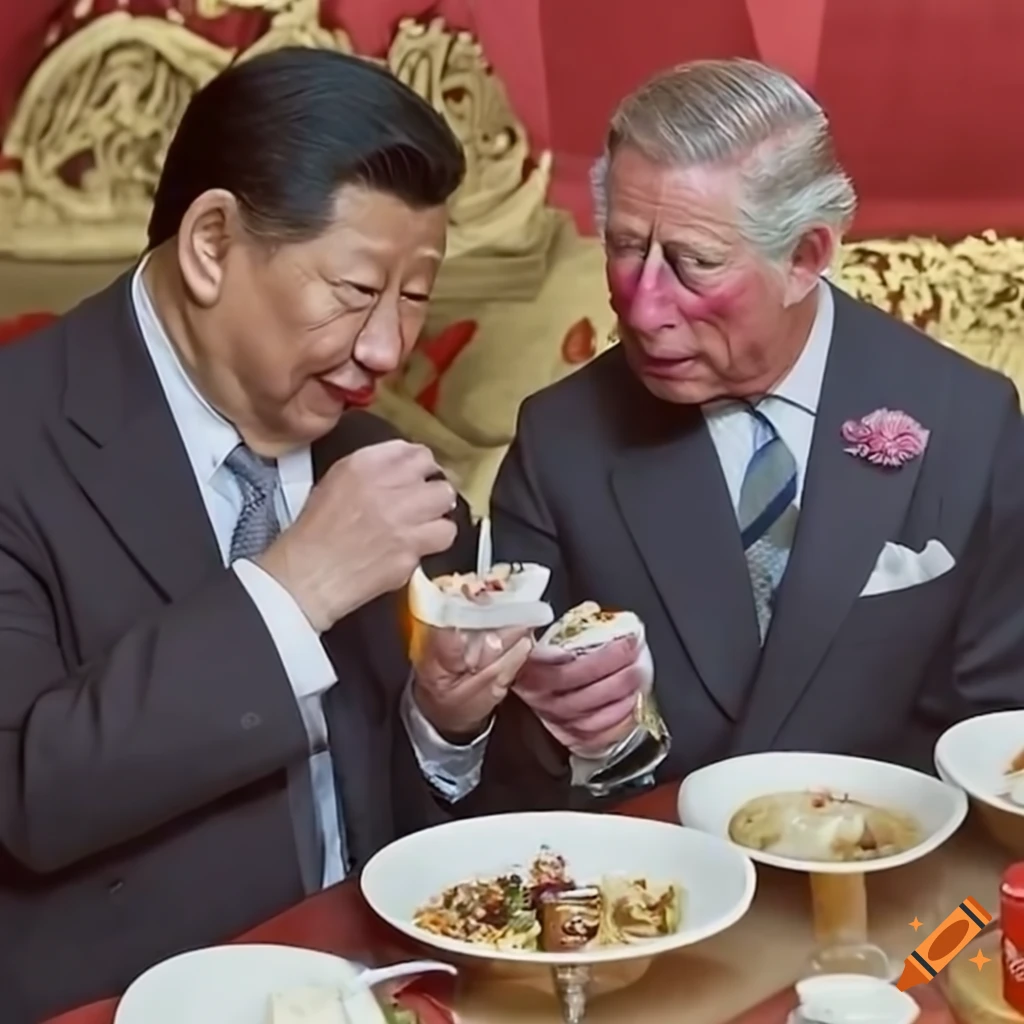 Prince charles and xi jinping at a chinese restaurant on Craiyon