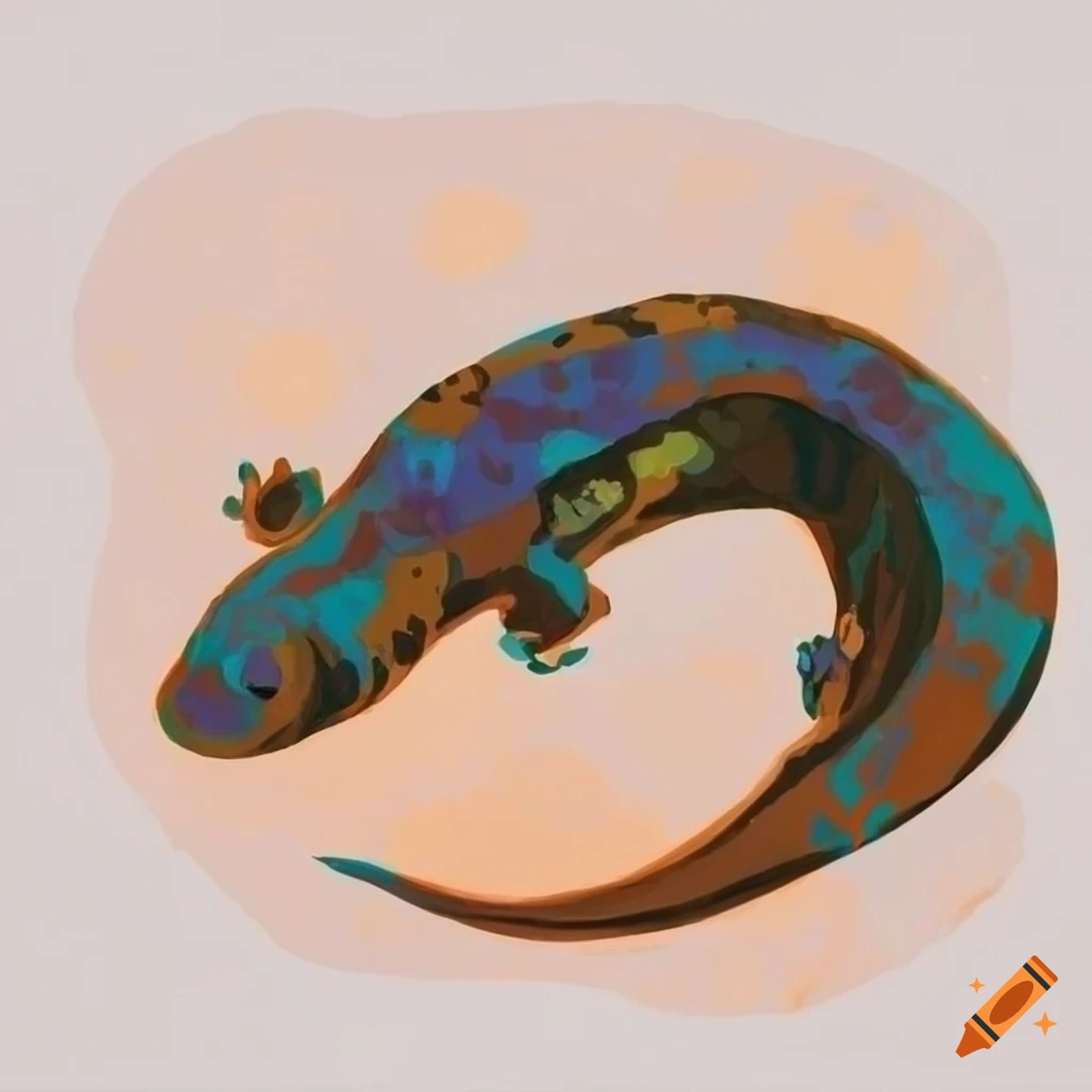 van Gogh style painting of a Virginia Eastern Hellbender salamander
