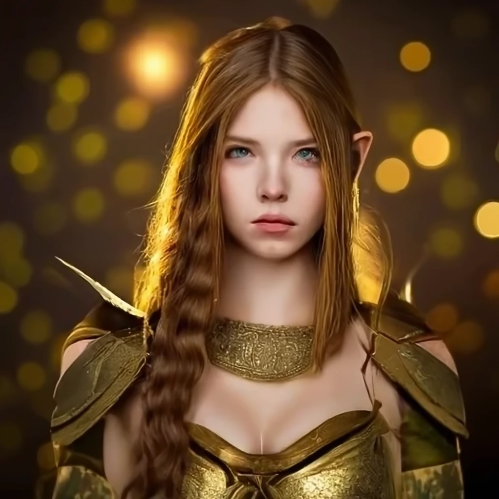 Image of a stunning elven warrior in golden armor on Craiyon