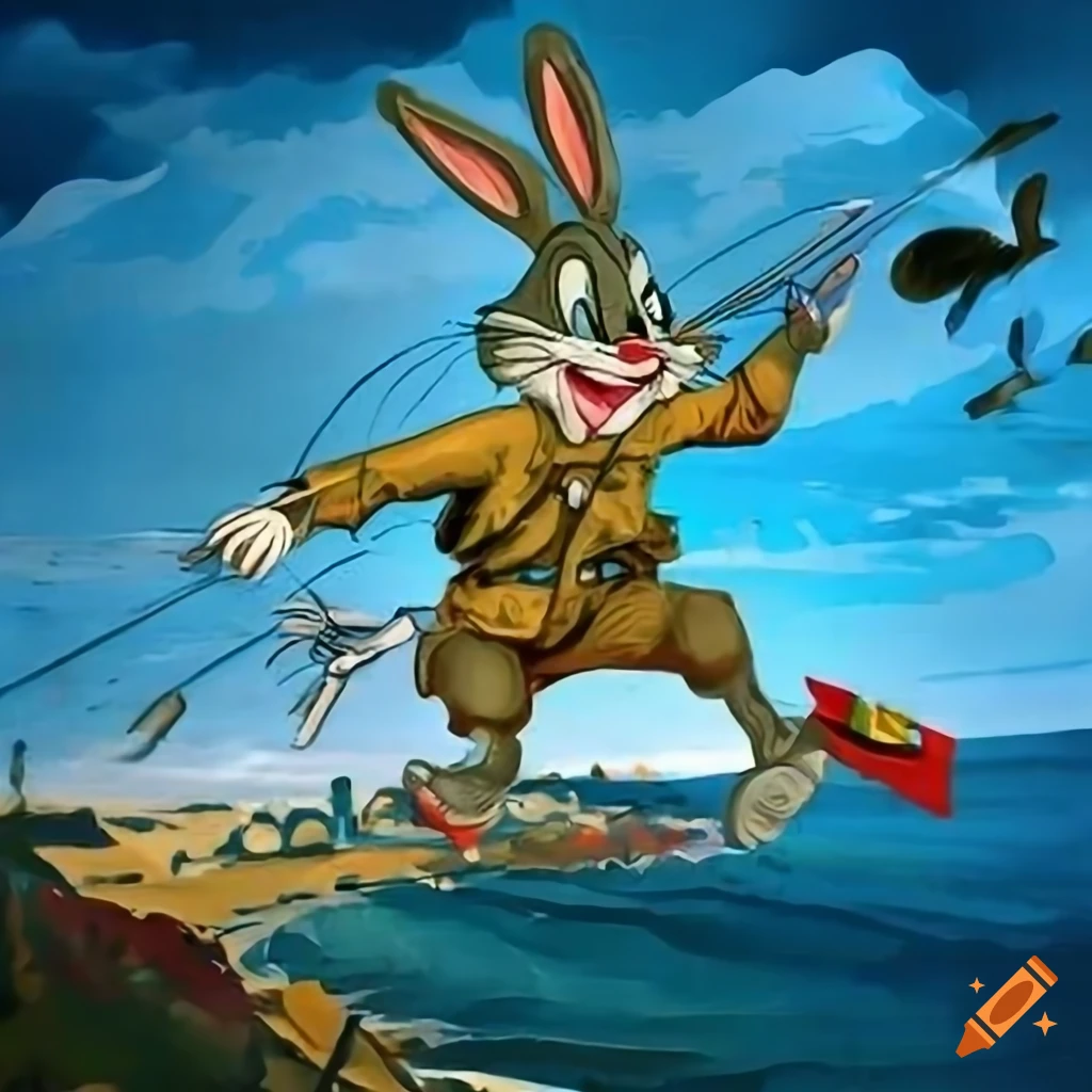 American propaganda poster of bugs bunny on d-day on Craiyon
