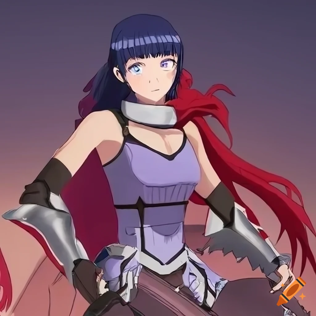 Hinata Hyuga Wearing Pyrrhas Armor In Detailed Artwork On Craiyon