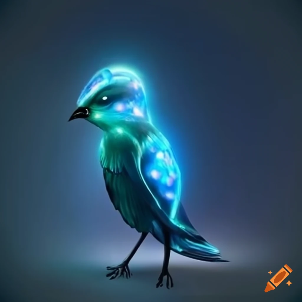 futuristic bird with glowing blue contours