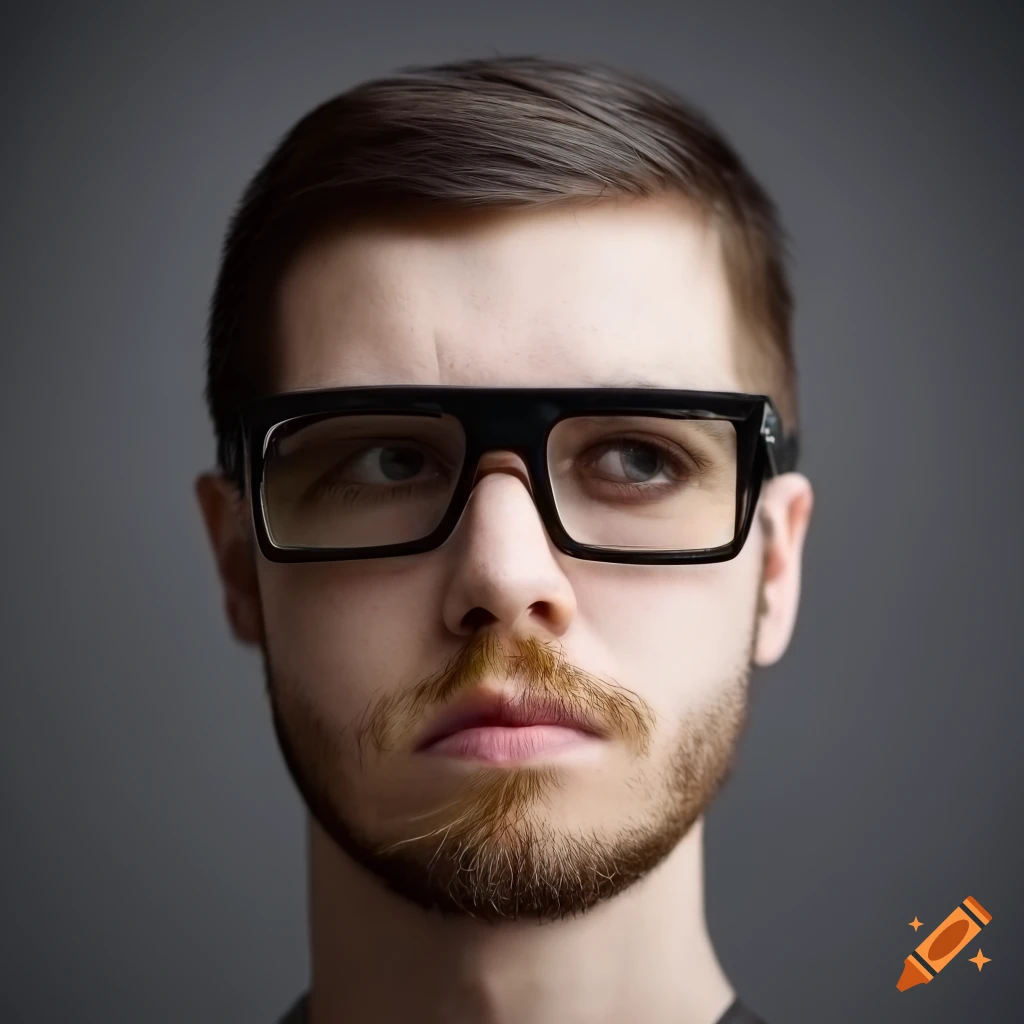 Portrait of a stylish young man with glasses on Craiyon