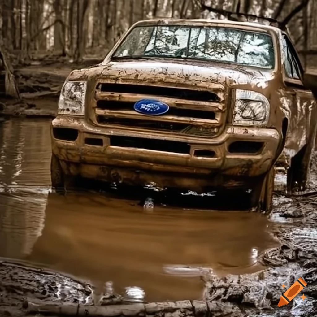 Ford pick up truck covered in mud on Craiyon