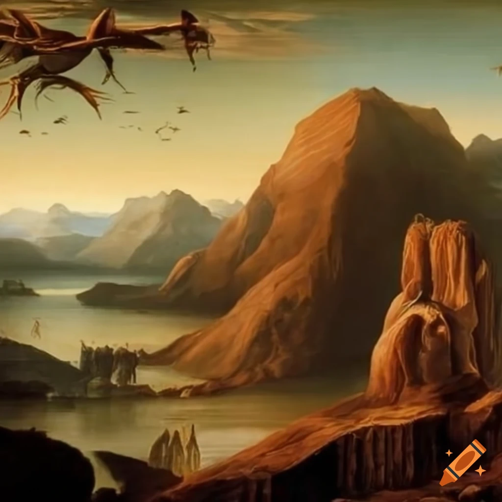 painting of a paradise scene by Leonardo da Vinci