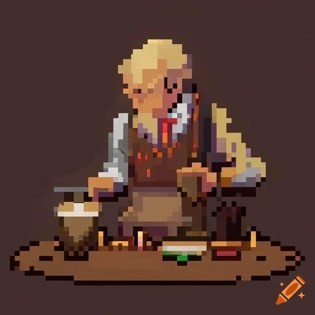 pixelart of a wild west bartender