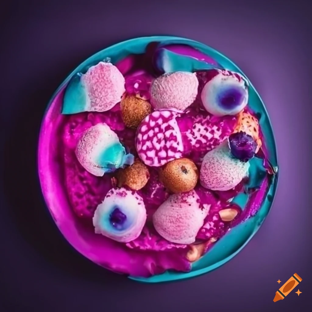 pink and purple themed food