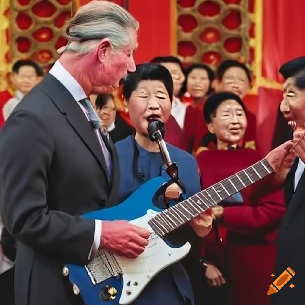 Prince charles and xi jinping singing and playing guitar at karaoke on