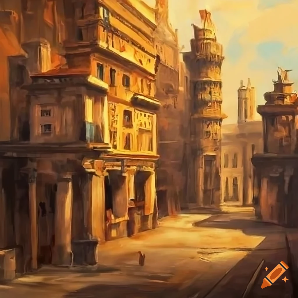 painting of an ancient city