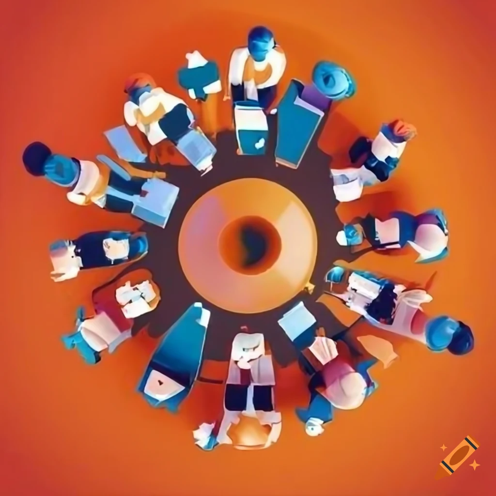 Stylized Aerial View Of A Team Working On A Project On Craiyon Stylized Aerial View Of A Team Working On A Project On Craiyon
