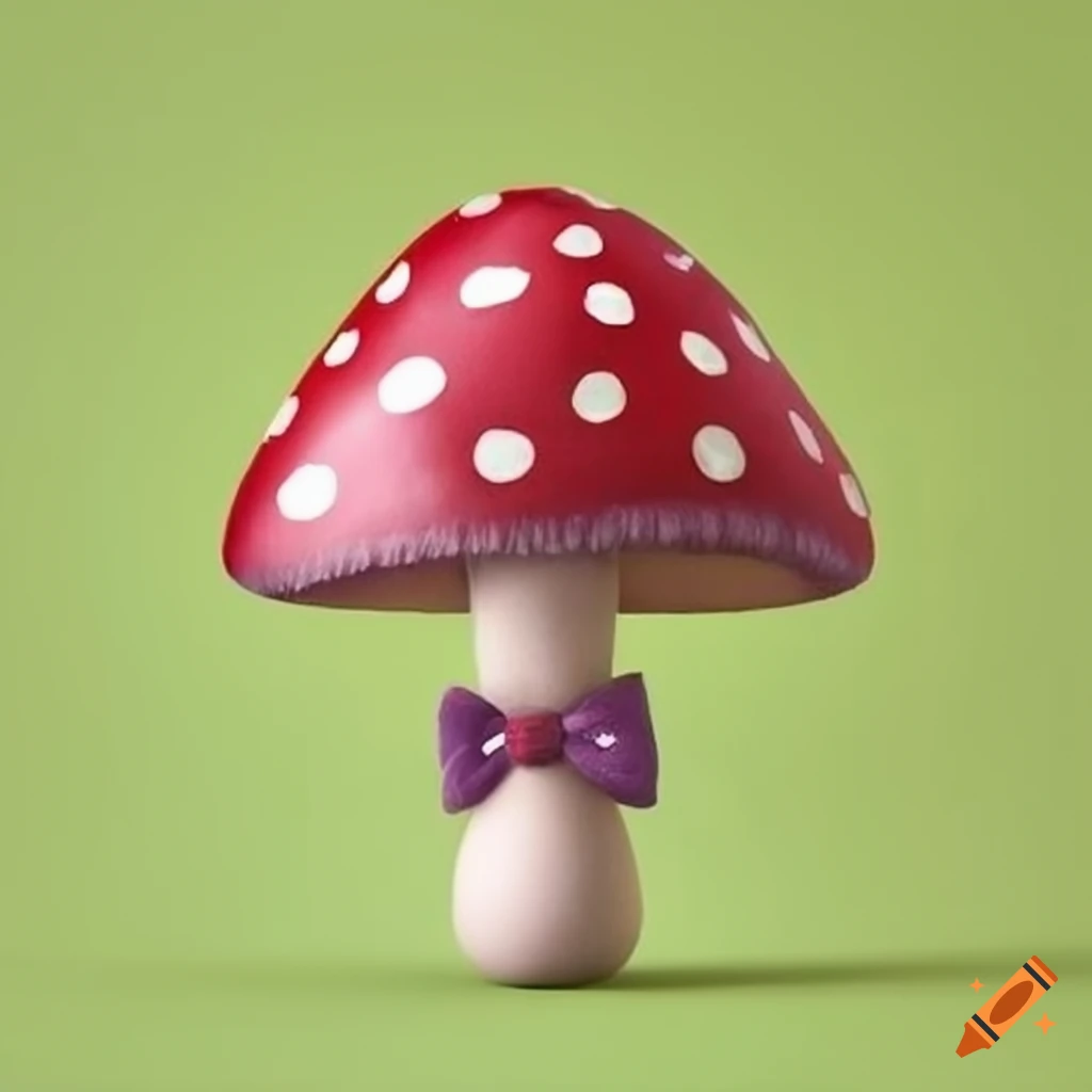 artwork of a mushroom with a bow tie