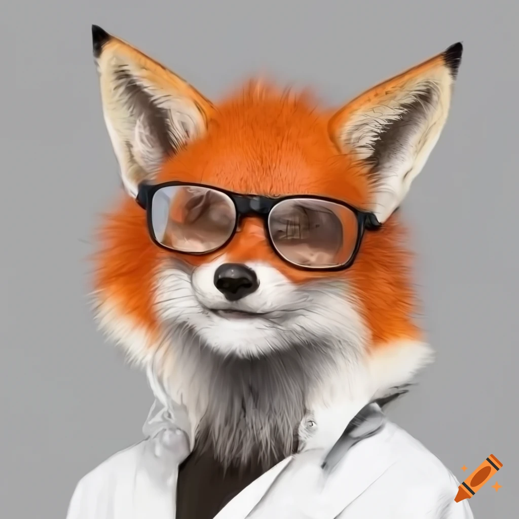 illustration of a male fox with red hair and glasses
