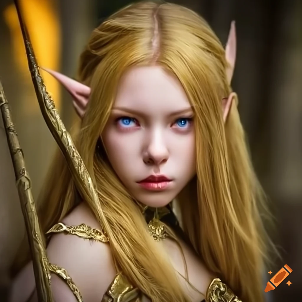 Image of a stunning elven warrior in golden armor