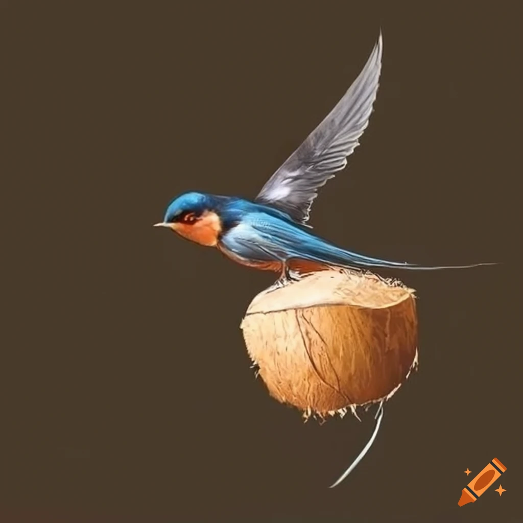 a-swallow-carrying-a-coconut