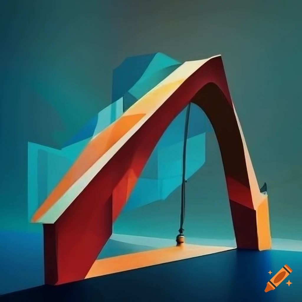 abstract cubist bridge artwork