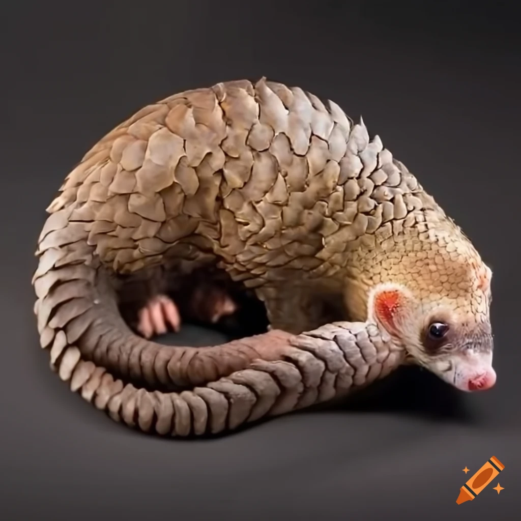 hybrid creature with features of a pangolin and a ferret