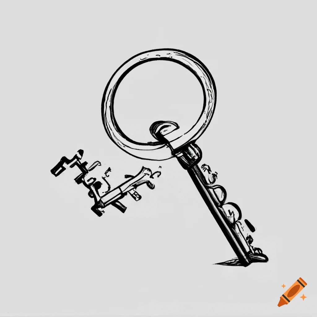 Sketch Of A Key In 2 Point Perspective On Craiyon