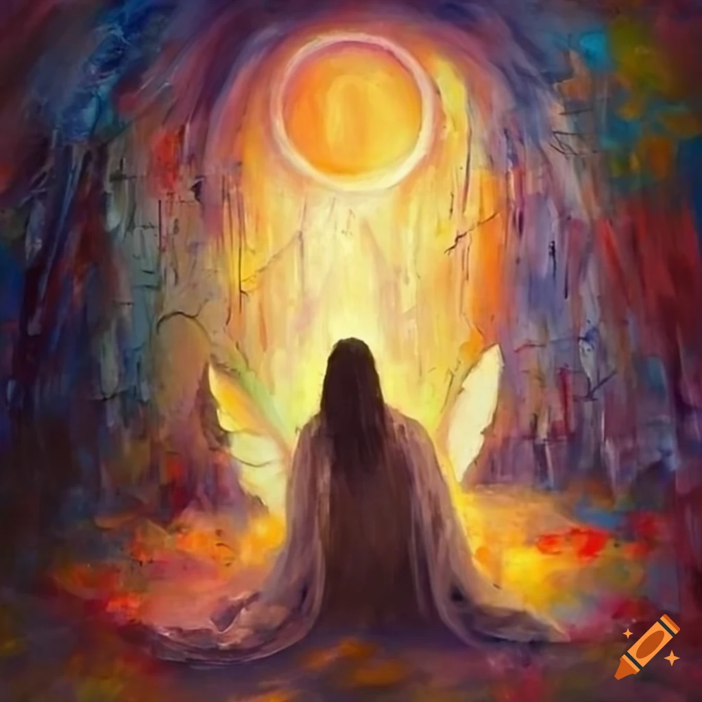 painting of an angel digging in heaven