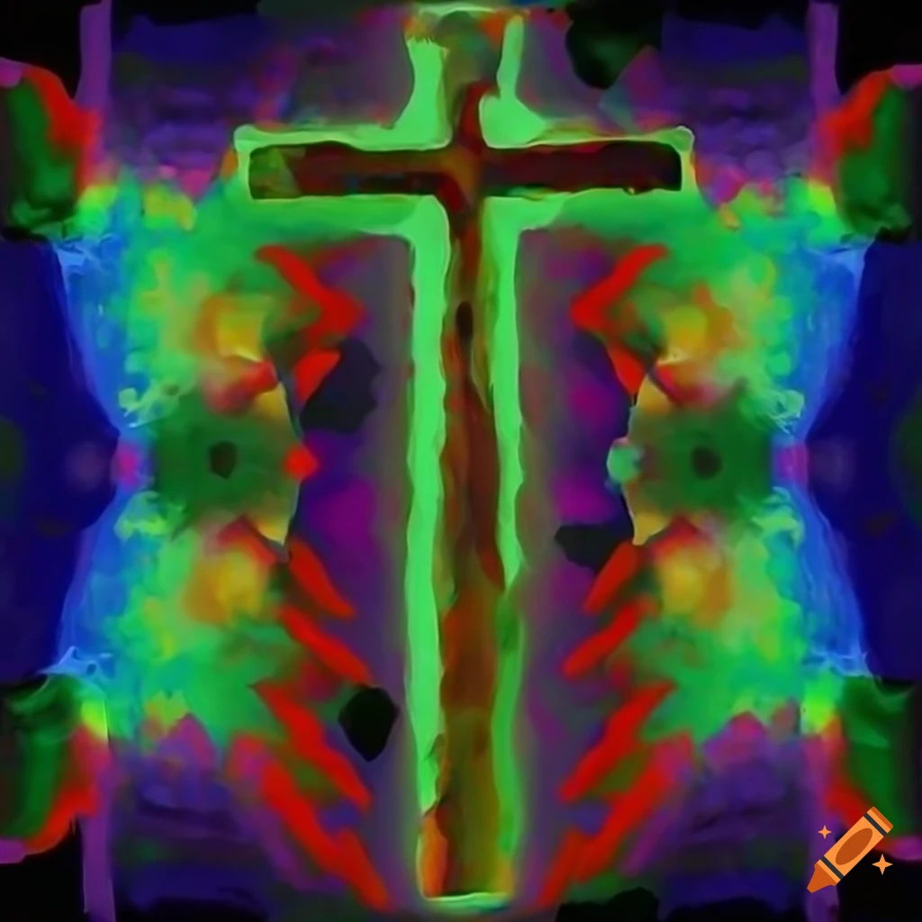 Abstract painting of a christian cross on Craiyon
