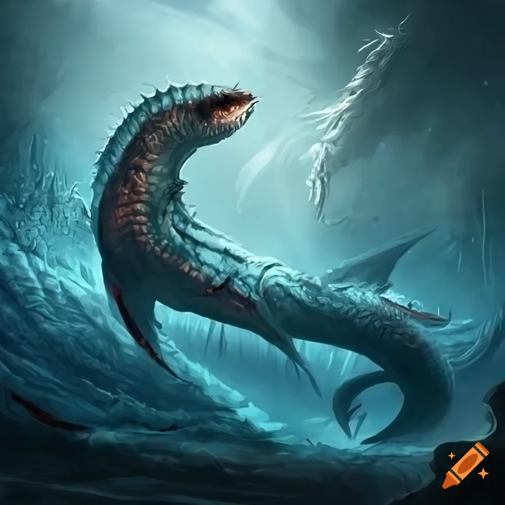 2d artwork of the mythical creature leviathan on Craiyon