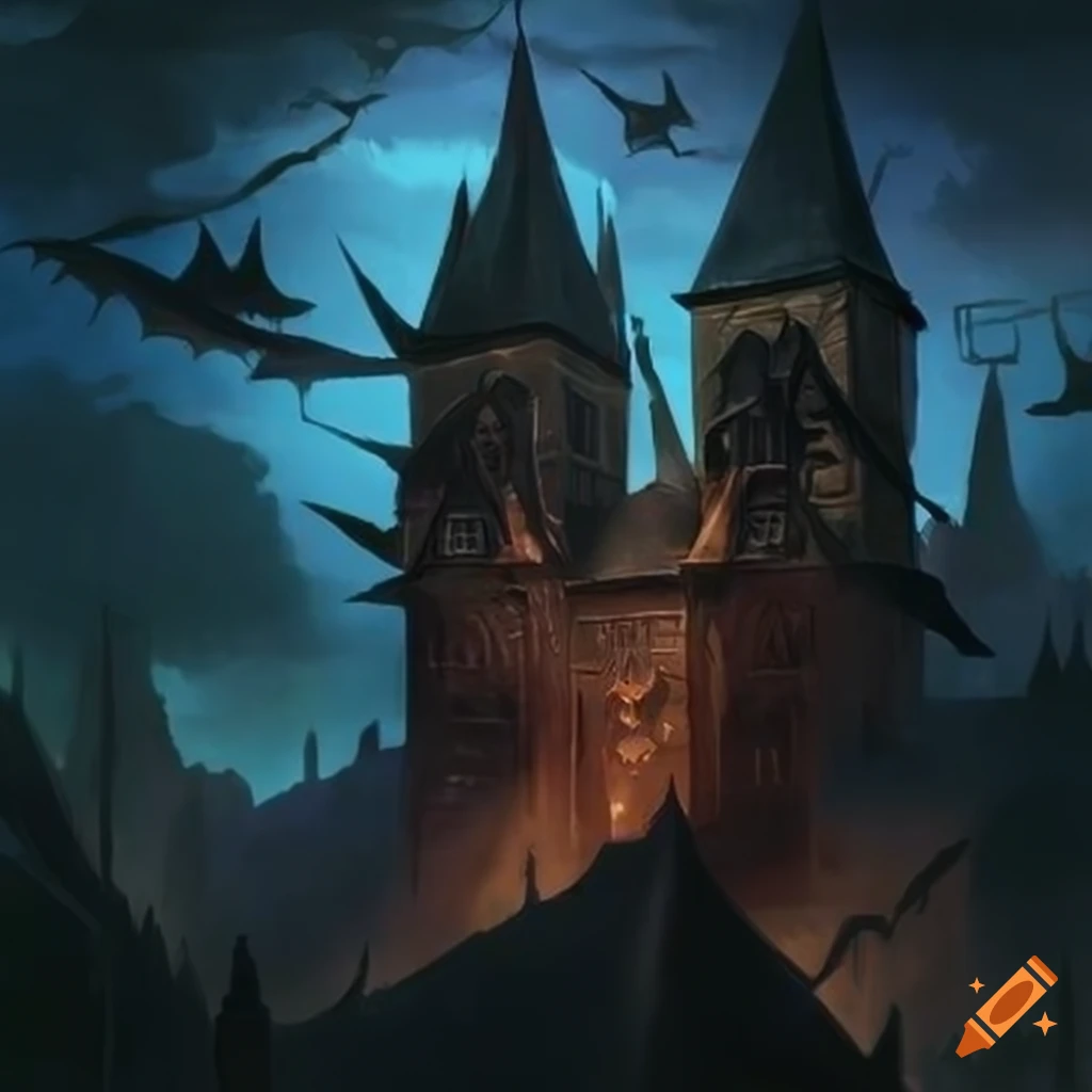 Magic the gathering art bats in the belfry on Craiyon