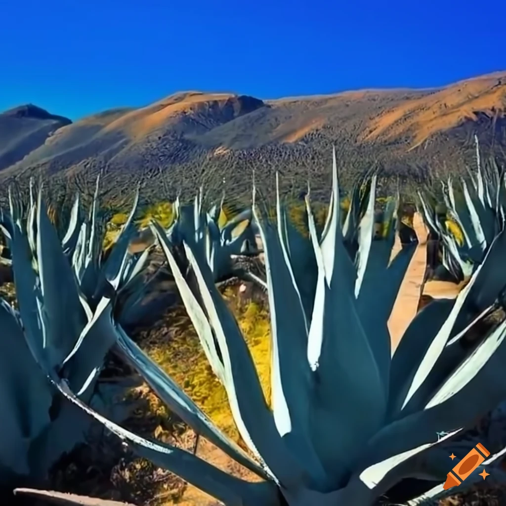 vivid Agave field in Mexico