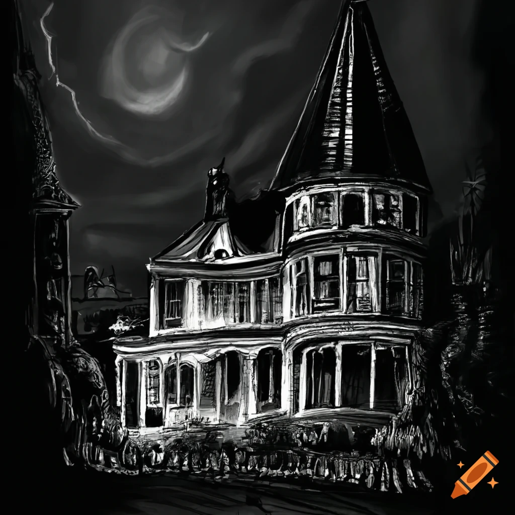 Detailed victorian house at night