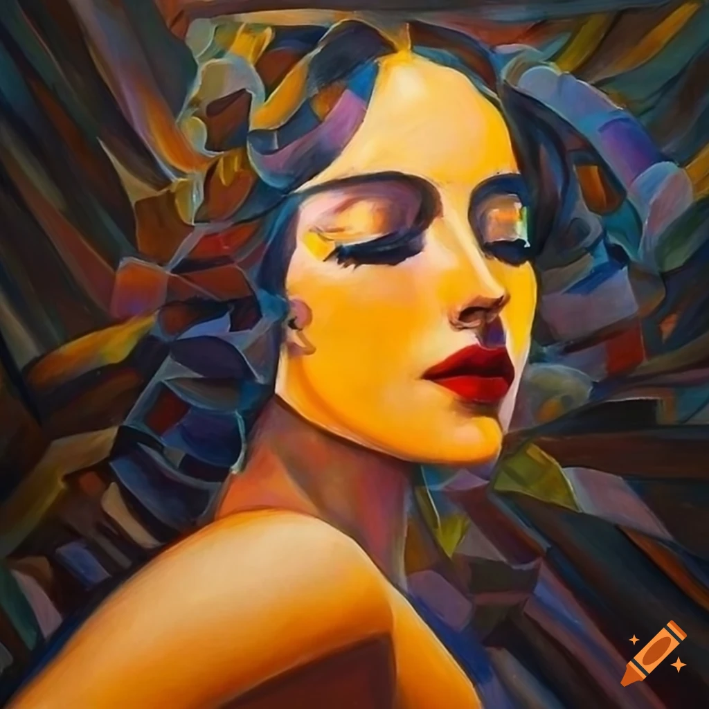 figurative painting in art deco style