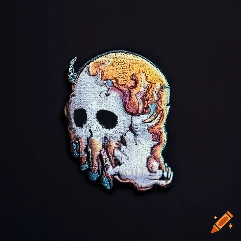 Spooky ghost graphic design patch on Craiyon