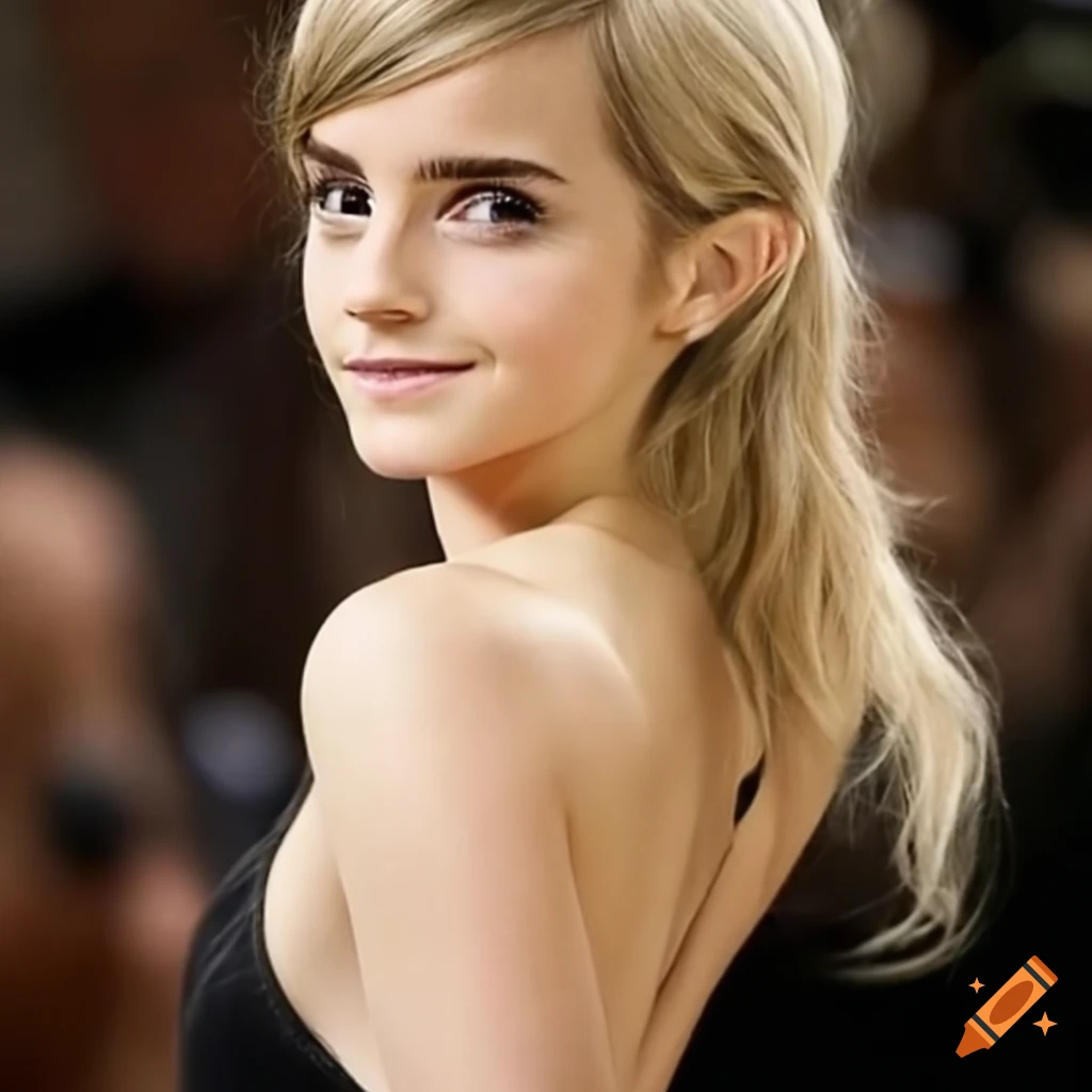 Emma watson with blonde pixie hairstyle and angel wings on Craiyon