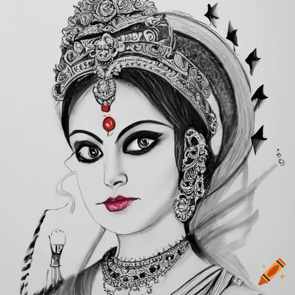Durga Maa Pencil Sketch Drawn On The Occasion Of - GranNino-saigonsouth.com.vn