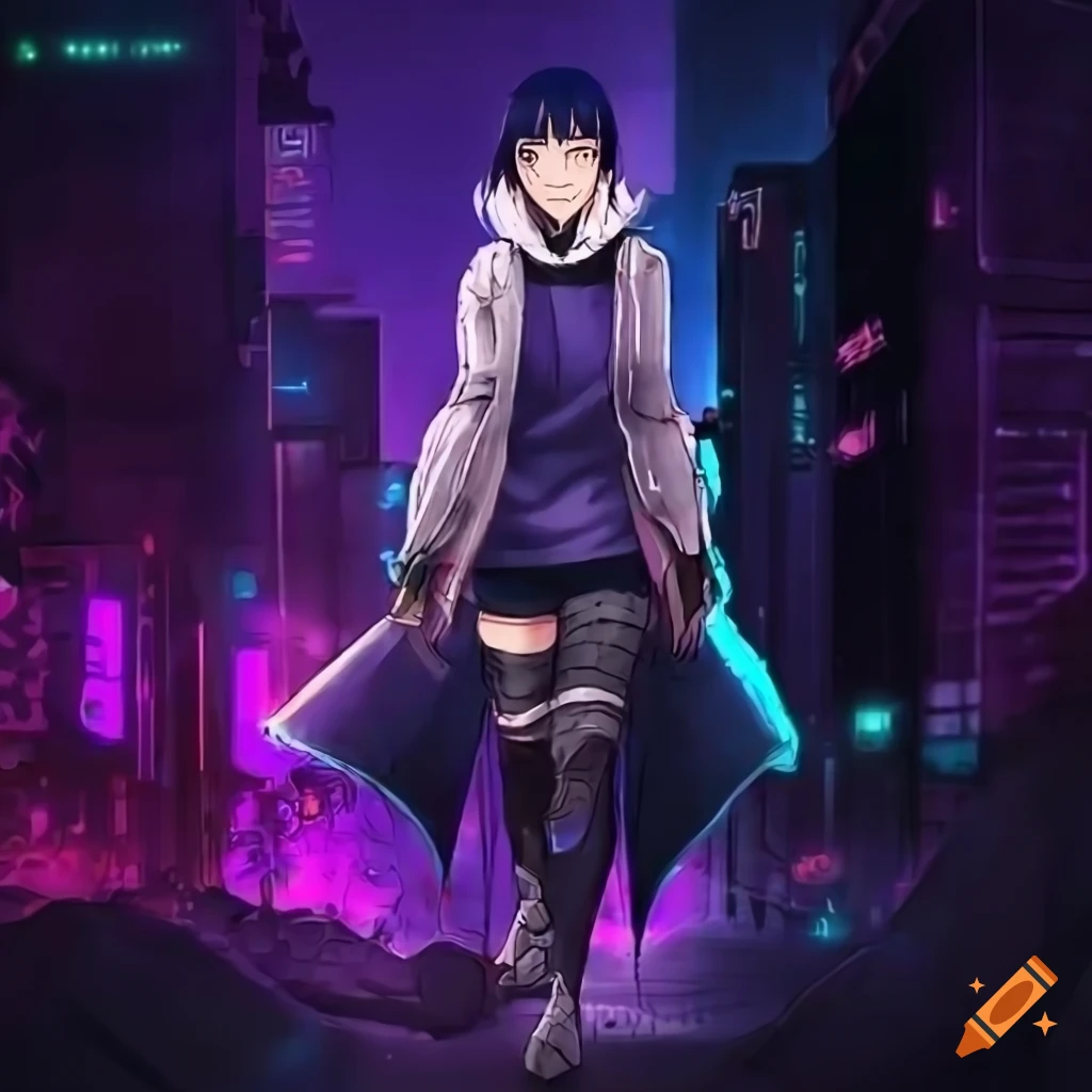 Detailed Artwork Of Hinata Hyuga In Cyberpunk Armor On Craiyon