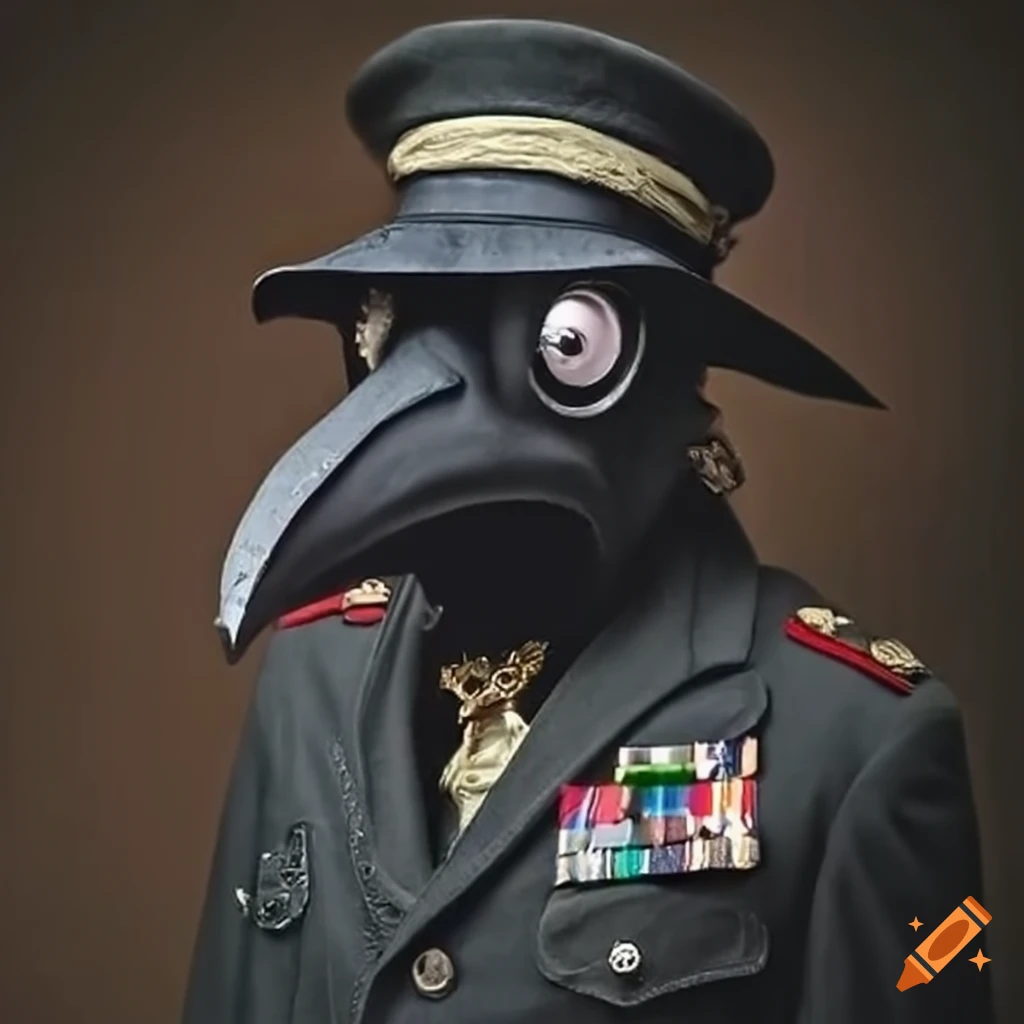 plague doctor with military decorations and badges