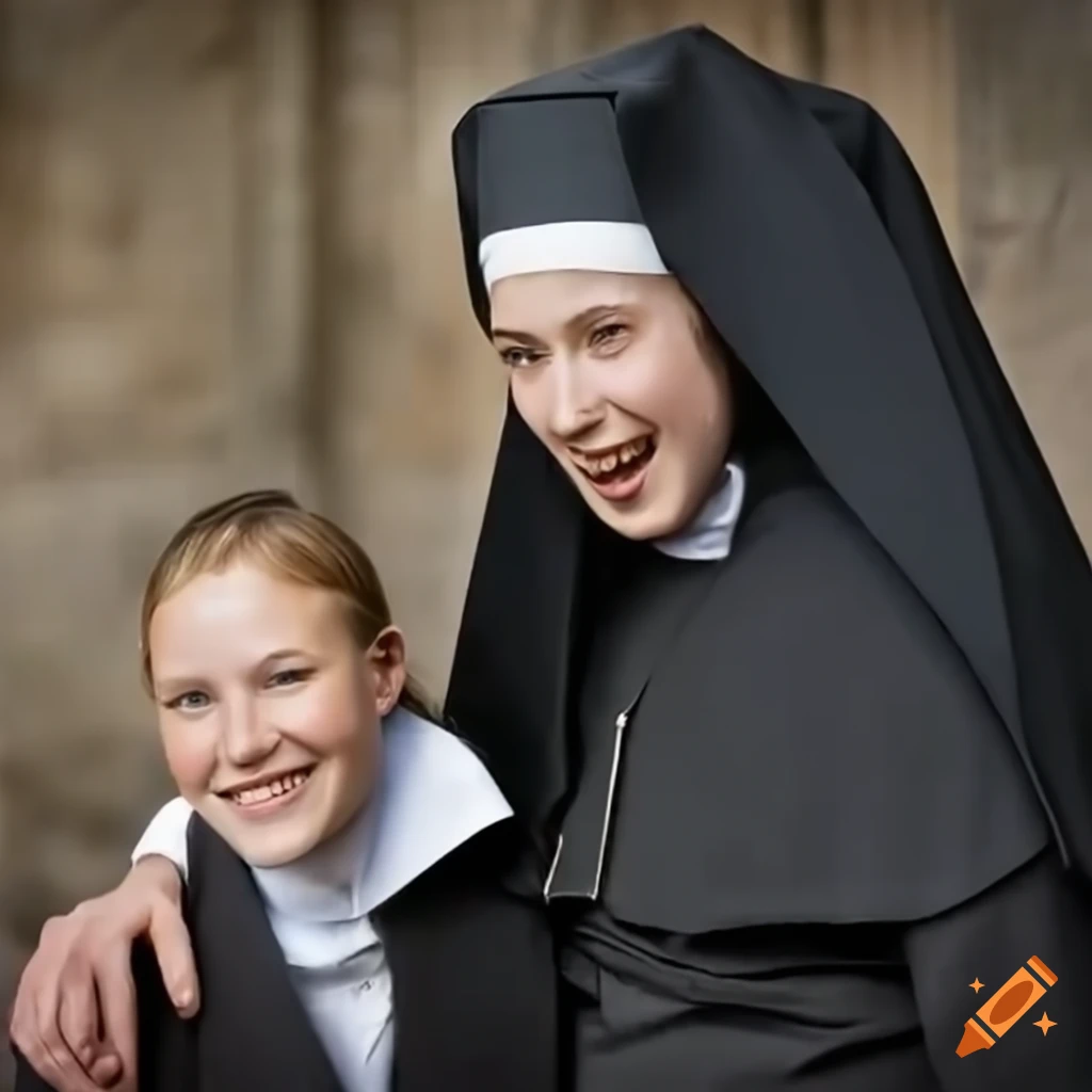 teenage girl greeting man, woman, and nun
