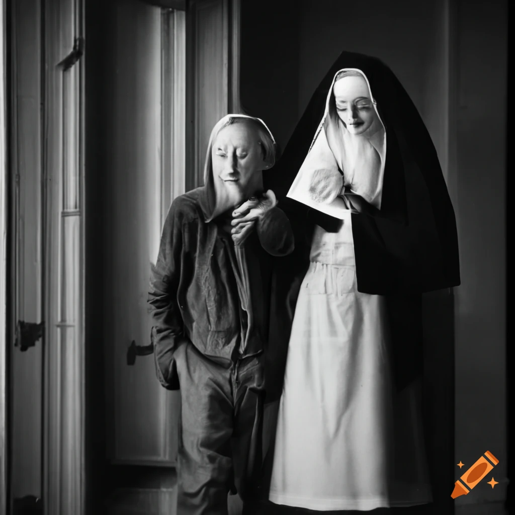 people having a conversation with a nun