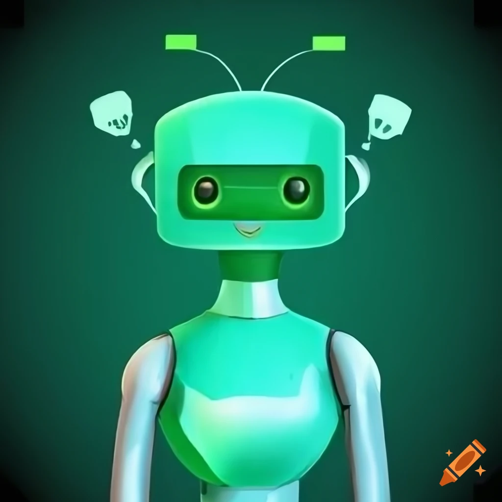 Green and white ai chatbot avatar on Craiyon image.