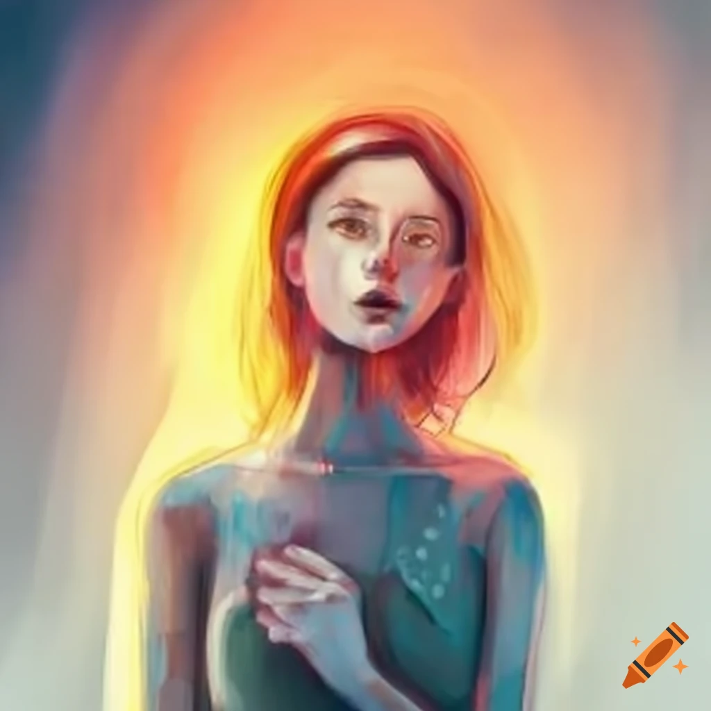  Animated girl with flowing hair and a flower in her hair looking left ...