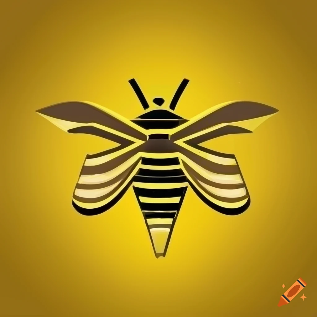 modern bee and honeycomb logo on yellow background