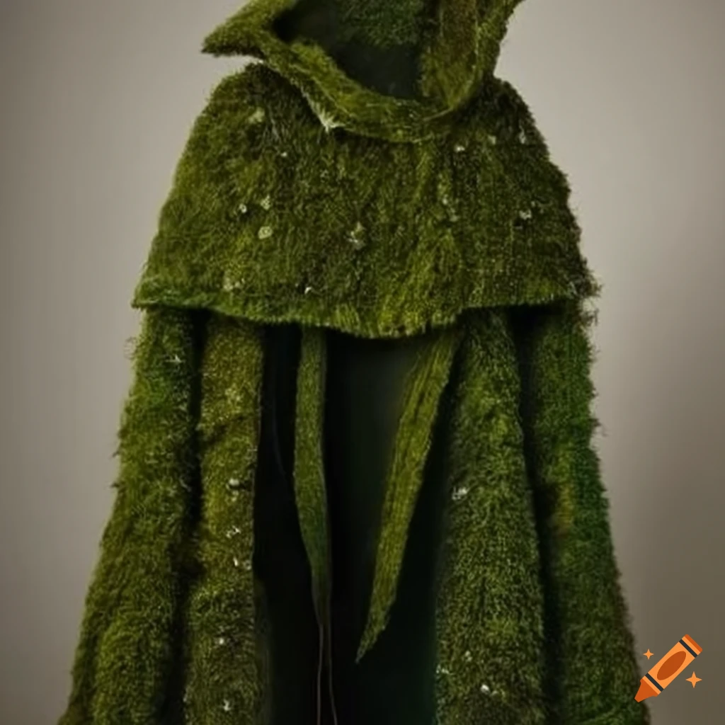 Cloak made of moss and leaves on Craiyon