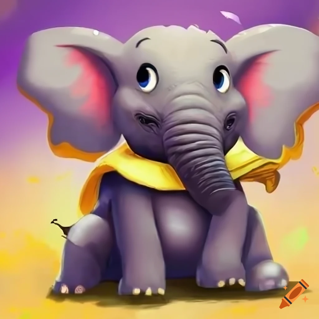 cartoon elephant character with human-like features