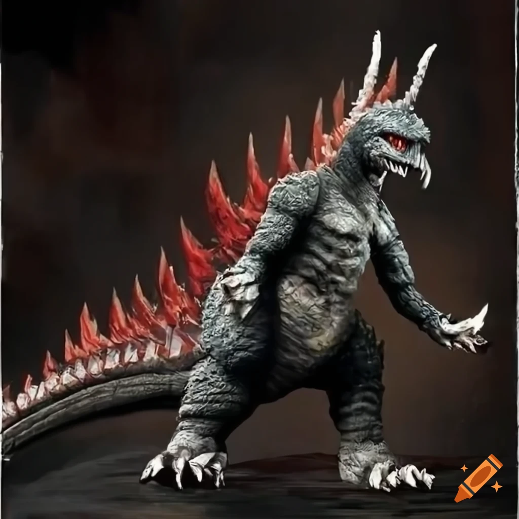 byzantine fresco depicting Godzilla battling Gigan