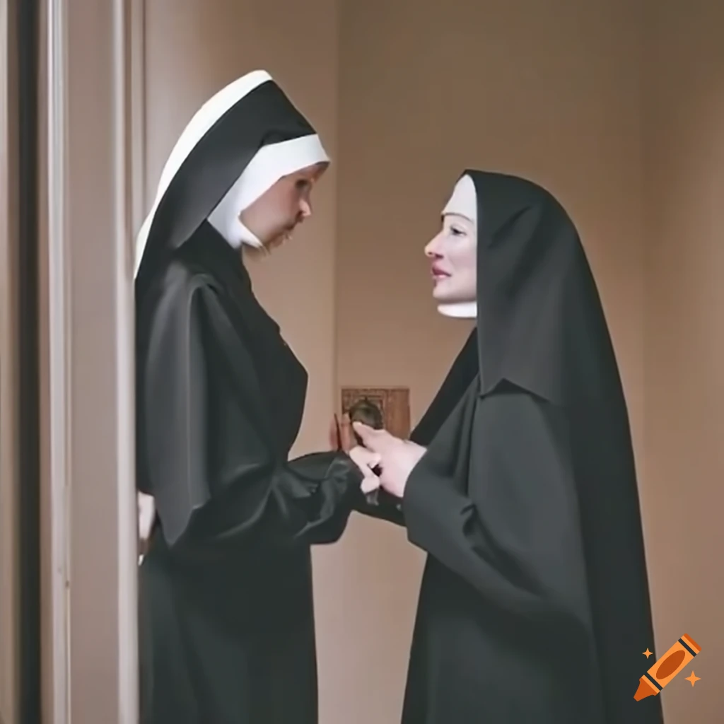 people having a conversation with a nun