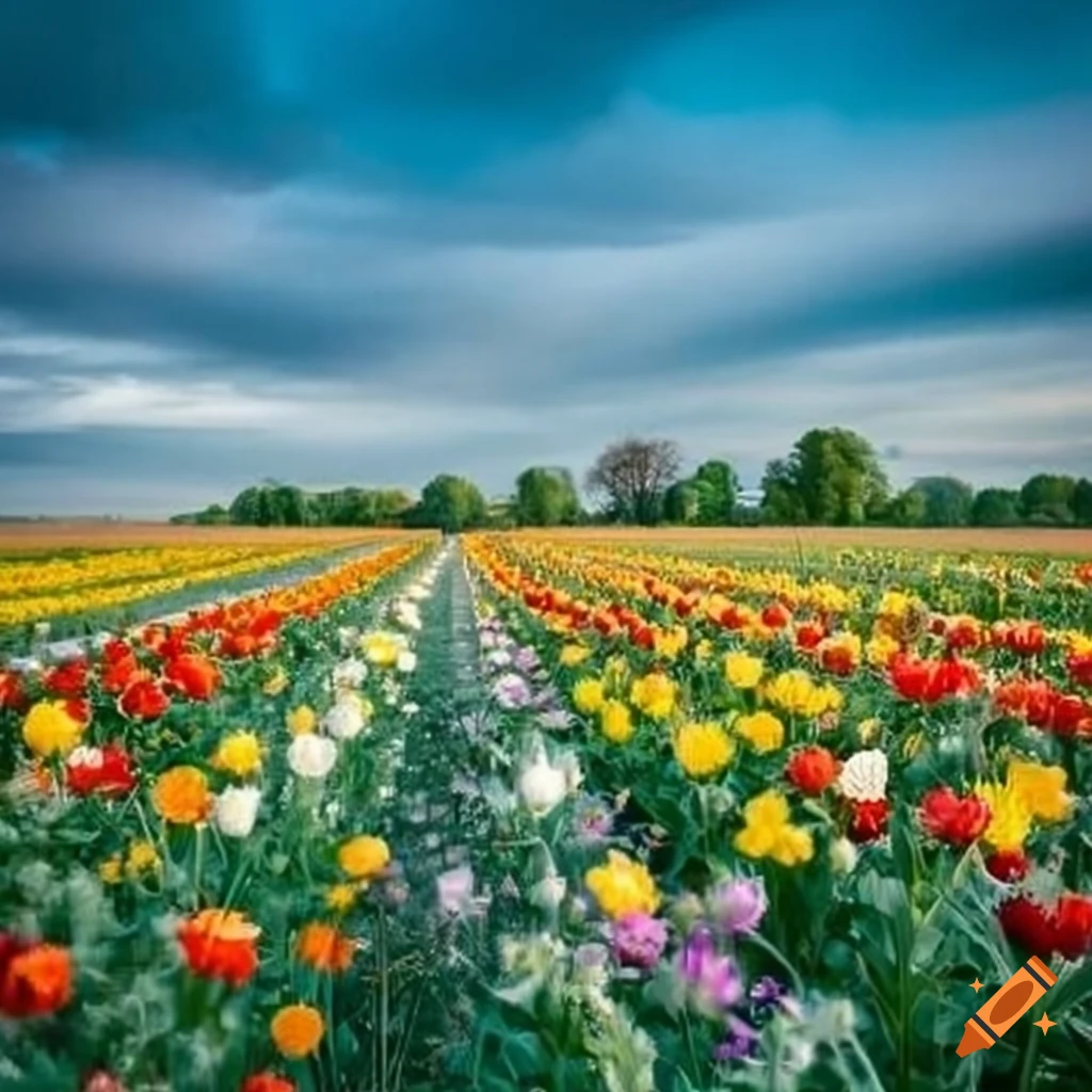 Vibrant dutch flower field on Craiyon