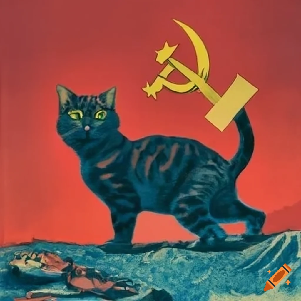 Soviet union propaganda with cats on Craiyon